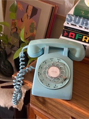 Vintage 1965 WESTERN ELECTRIC Bell System Blue Rotary Dial Telephone Art Piece